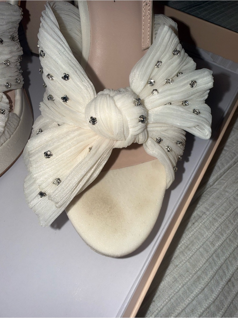 Loeffler Randall Natalia White Rhinestone Heel Size 9 - Picture 4 of 14